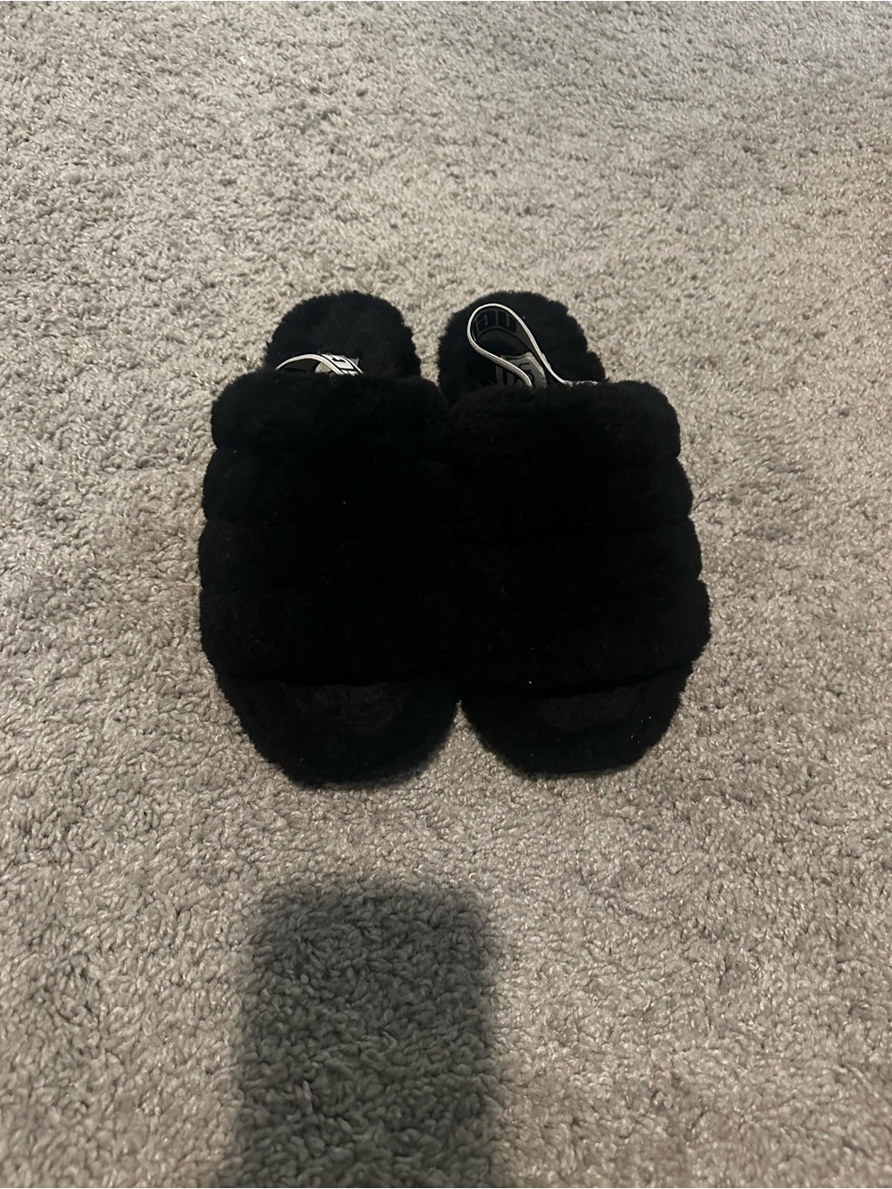UGG Black Plush Slide Slippers